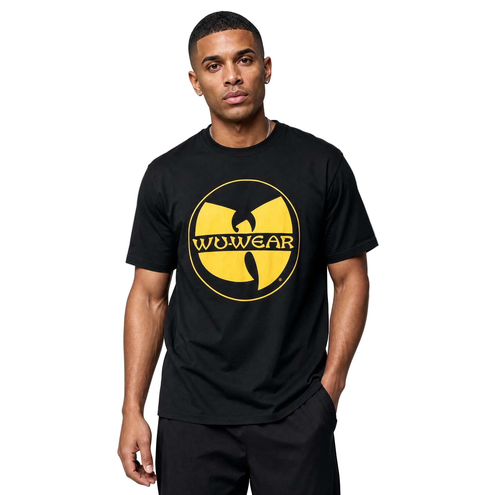 WuWear WuWear rund T-Shirt in Schwarz (Logo gelb)