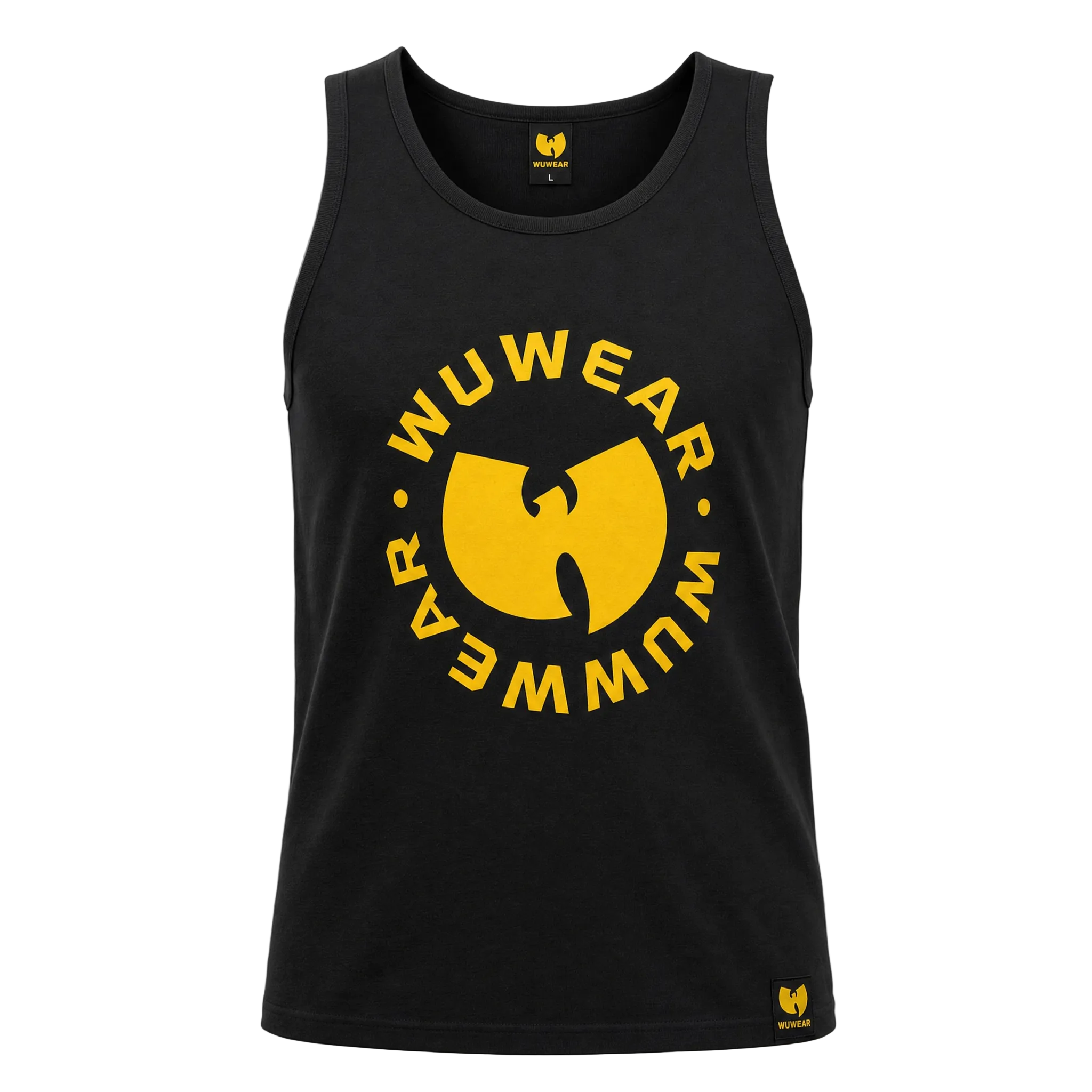 WuWear WuWear rund Tanktop in Schwarz (Logo gelb)
